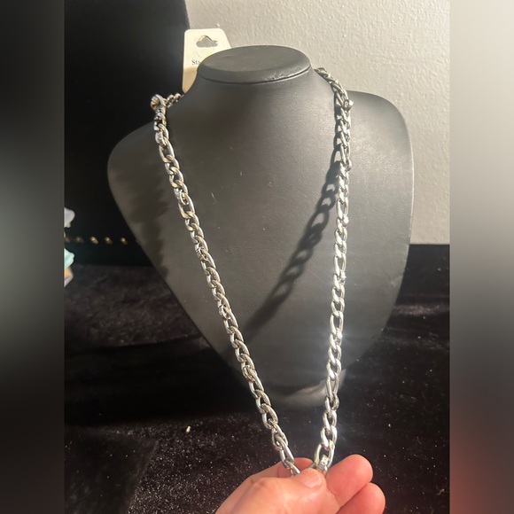 Stainless Steel Silver Color Thick Chain Necklace Unisex - Picture 6 of 8